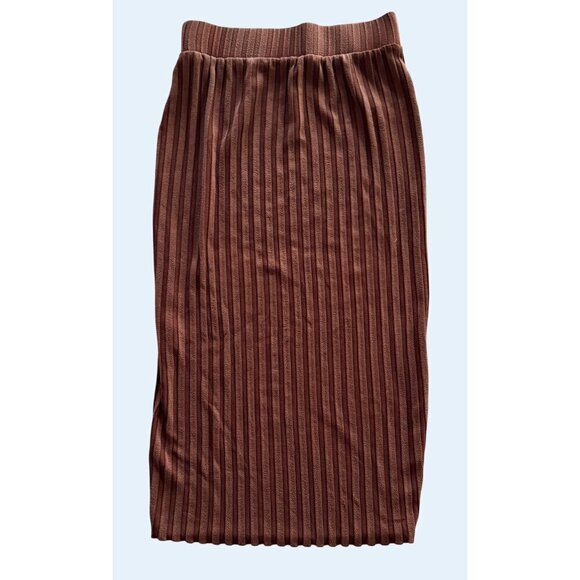 NATION LTD Amber Ribbed Pencil Skirt Pinot Noir Brown Sz XS - Picture 2 of 6